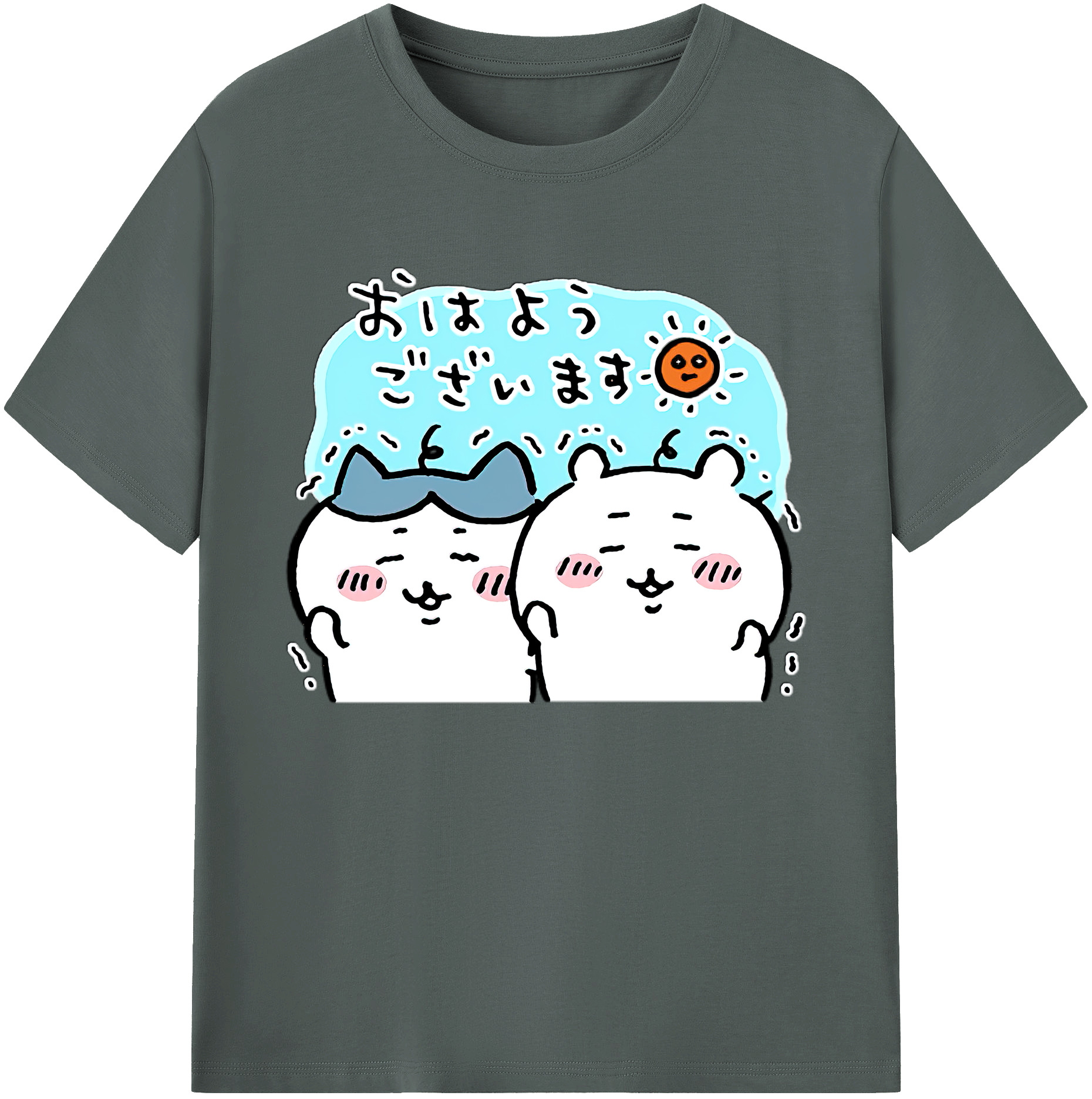 （画像用） ちいかわ ハチワレ Chii-kawa hachiware 綿100％ メンズ半袖Tシャツ｜肌触りやわらか＆通気性
